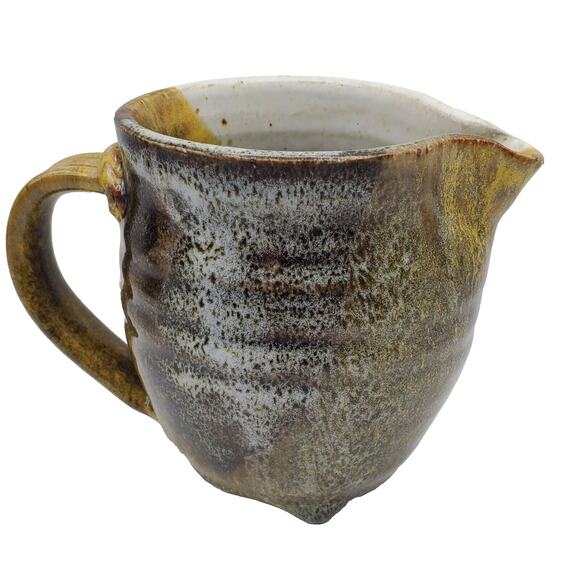 Rustic Stoneware Jug Batter Pitcher Thick Glaze Creamer Handmade Studio Pottery - Picture 3 of 8